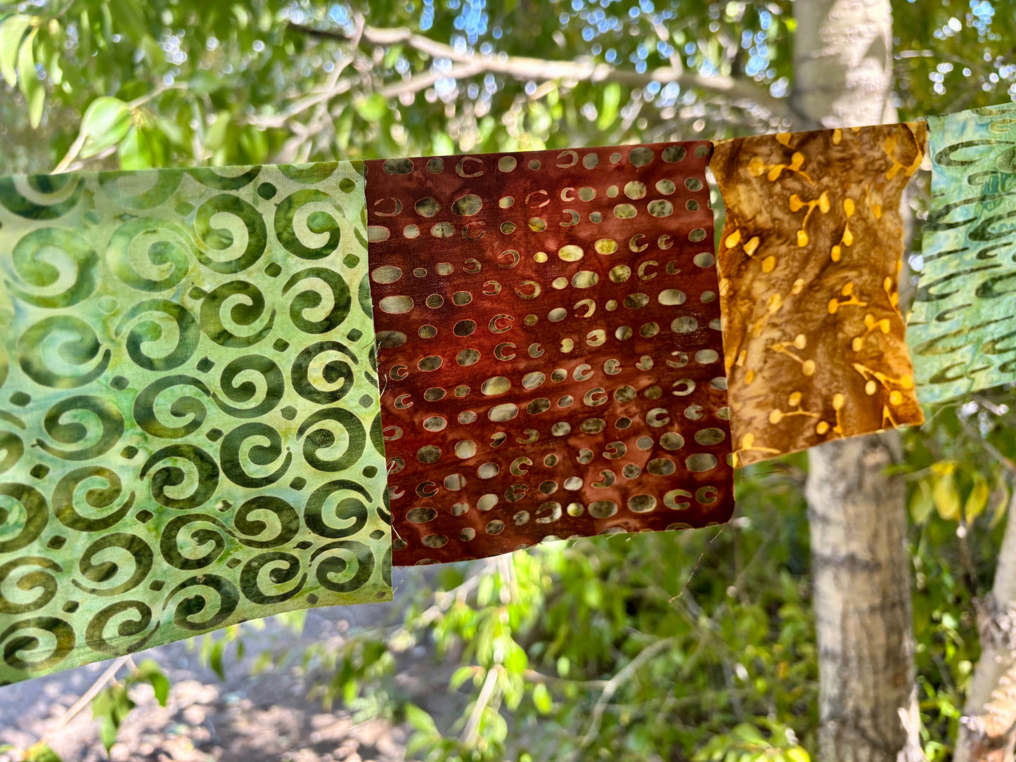 Earthy green and brown Prayer Flags for Garden
