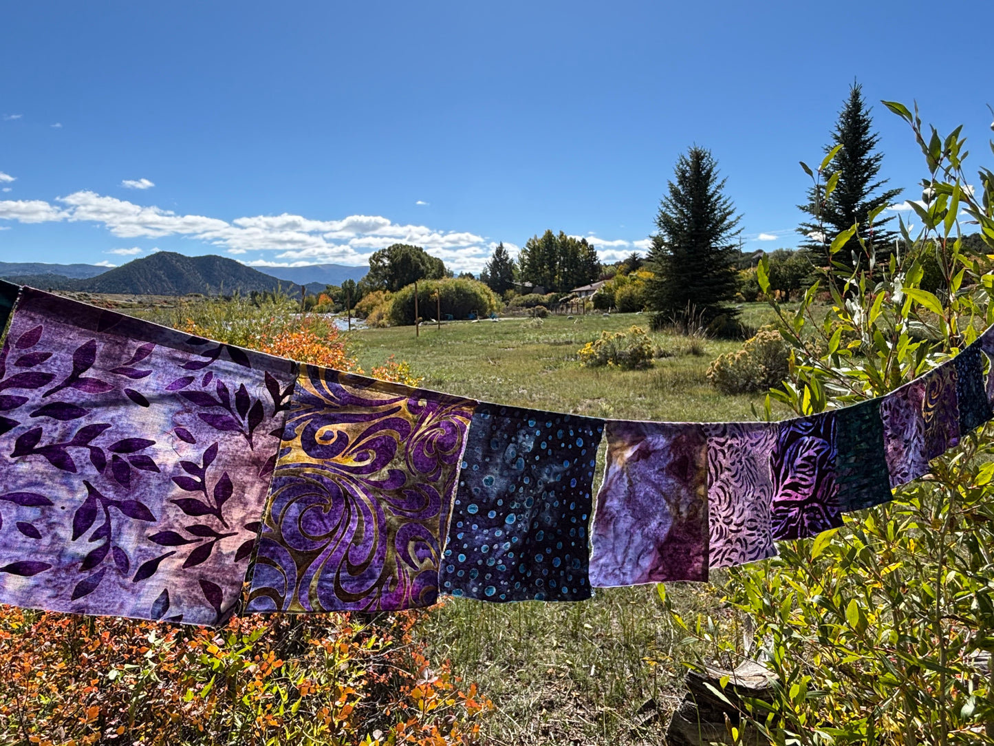 Deep Purple and Teal Prayer Flags