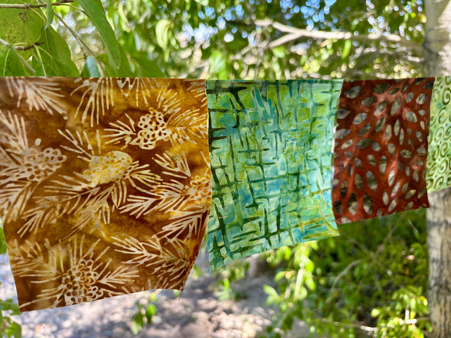 Earthy green and brown Prayer Flags for Garden