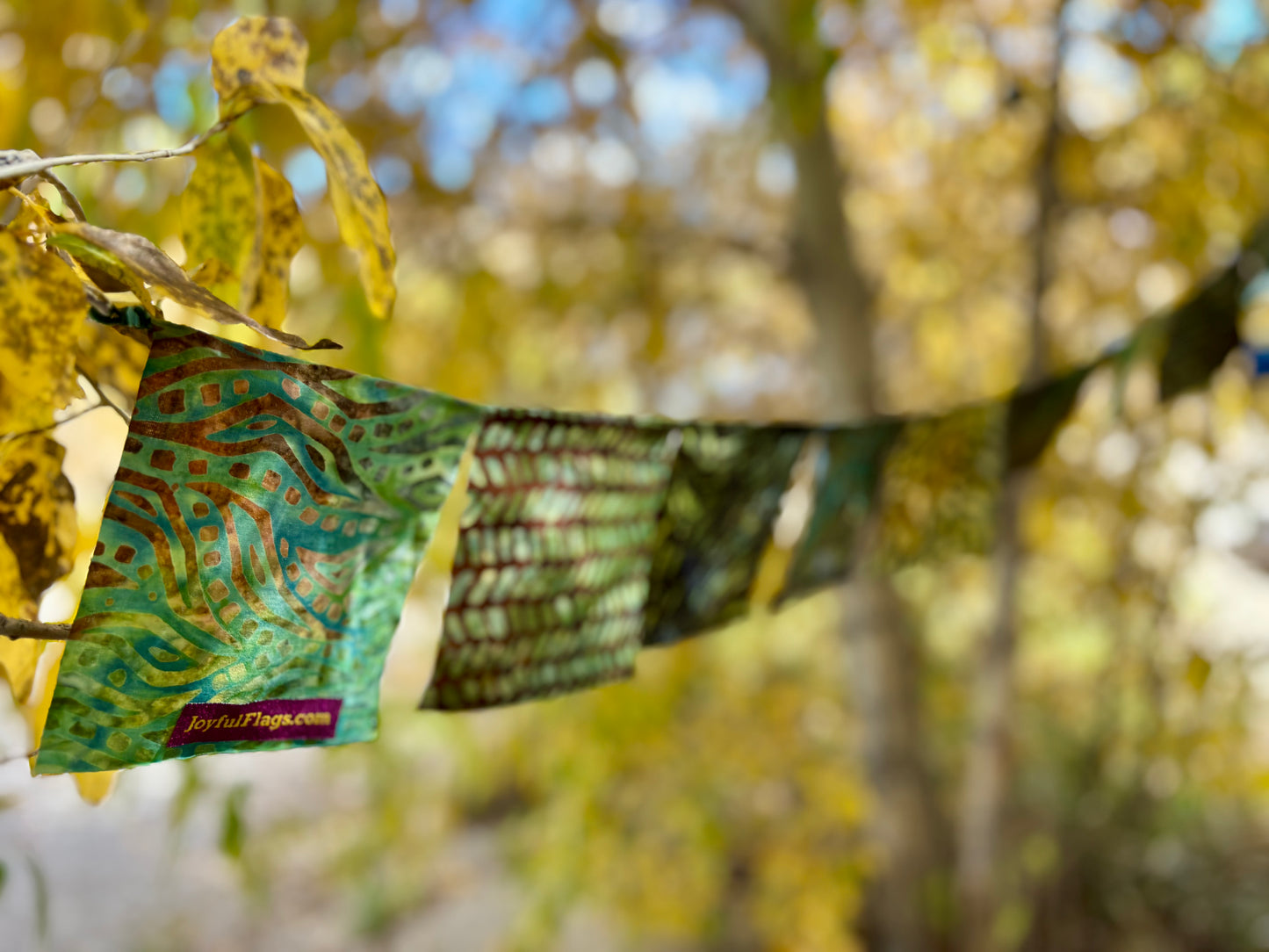 Earth-tone and Deep Green Prayer Flags for Garden