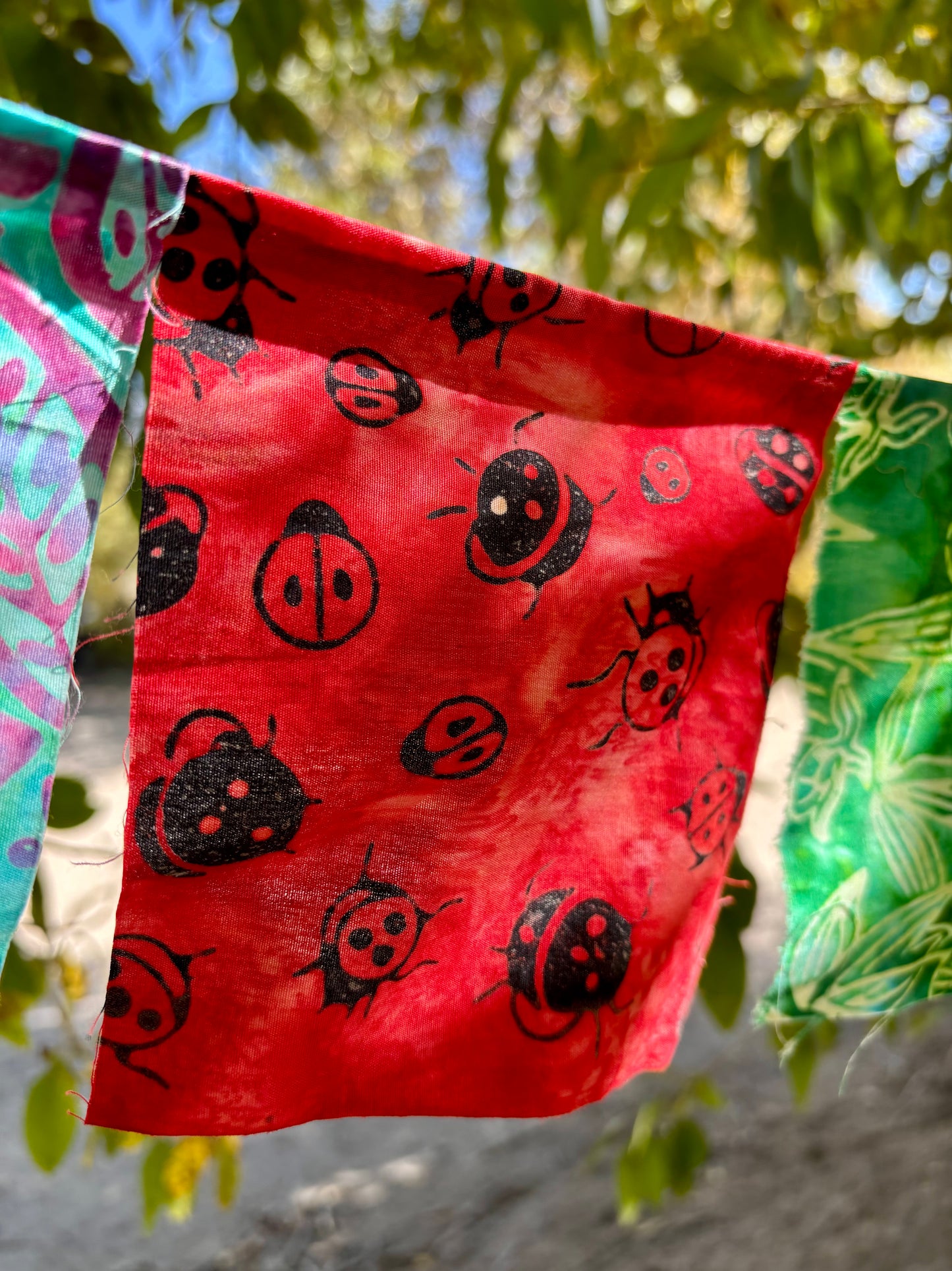 Lady Bug and Leaf Prayer Flags