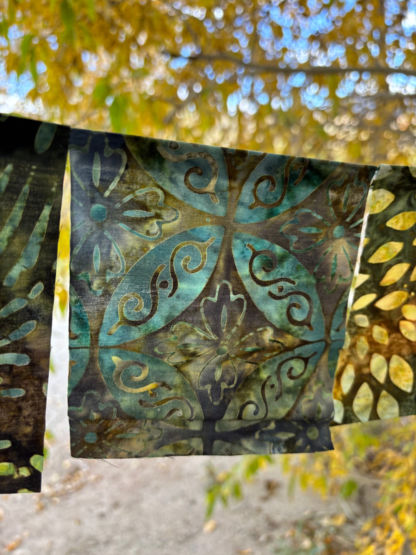 Earth-tone and Deep Green Prayer Flags for Garden