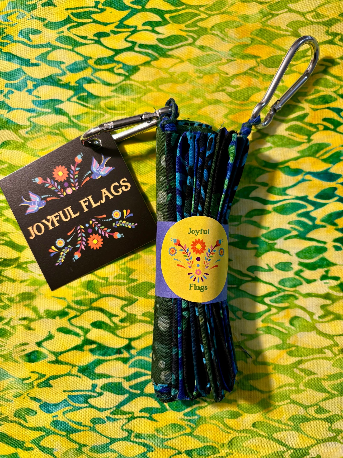 Blue Floral Prayer Flags for Gardens
