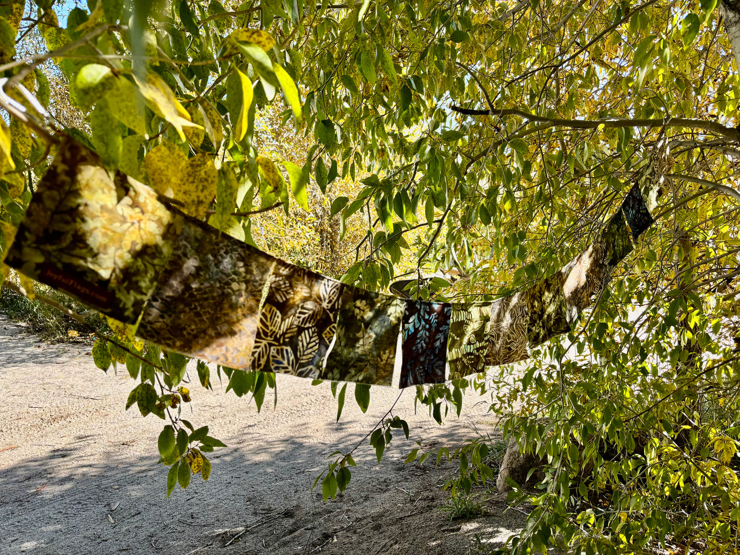 Earth-tone and deep blue Prayer Flags for Garden