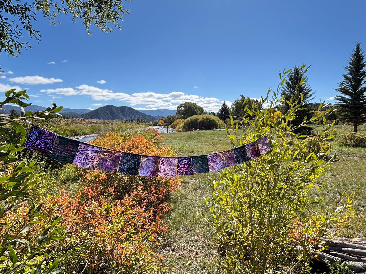 Deep Purple and Teal  Prayer Flags