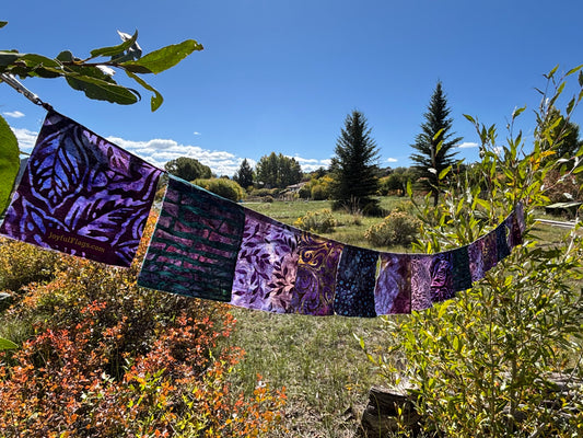 Deep Purple and Teal  Prayer Flags