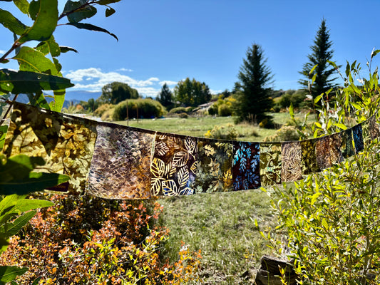 Earth-tone and deep blue Prayer Flags for Garden