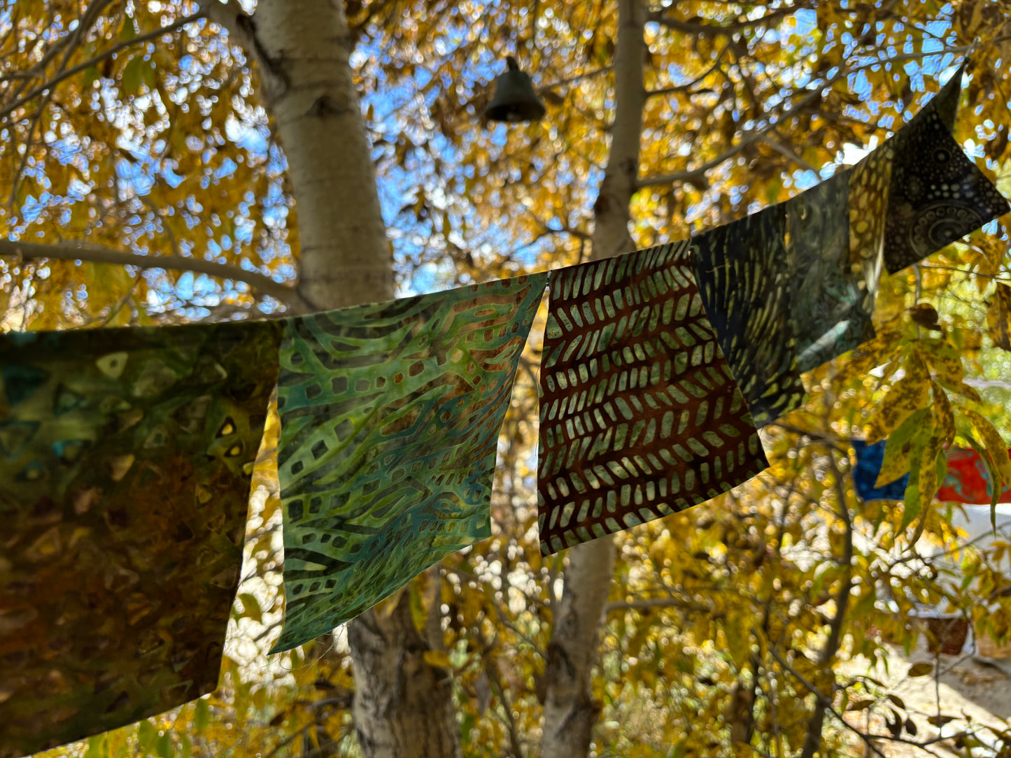 Earth-tone and Deep Green Prayer Flags for Garden