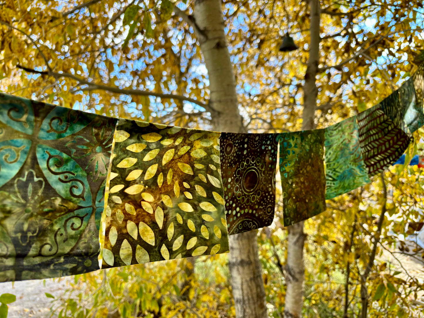 Earth-tone and Deep Green Prayer Flags for Garden