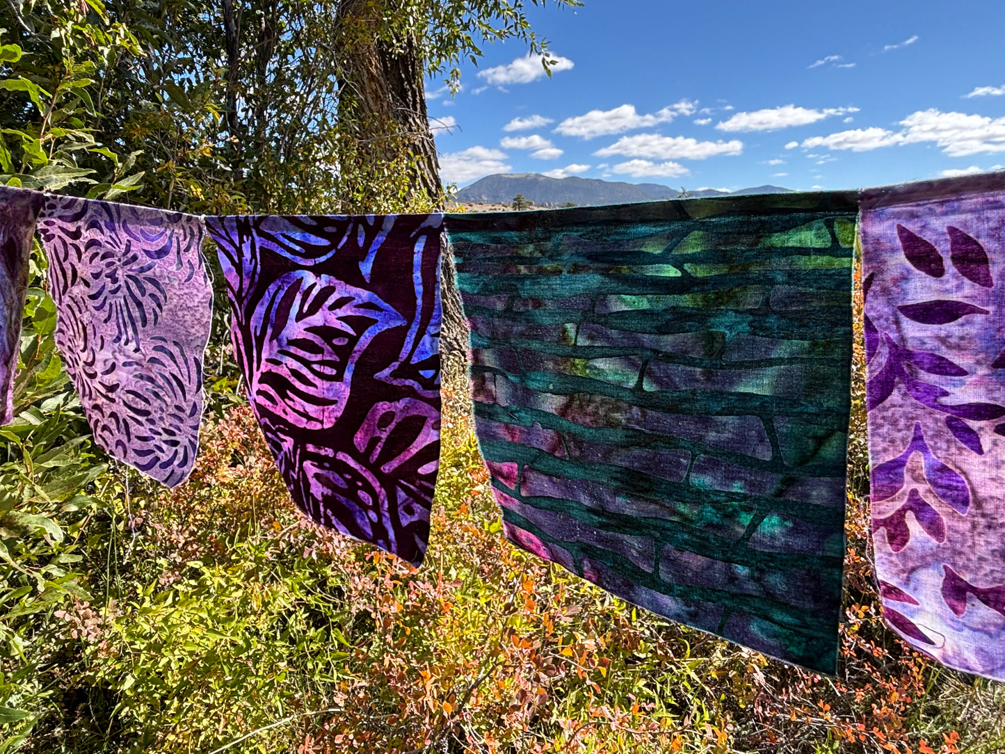Deep Purple and Teal  Prayer Flags